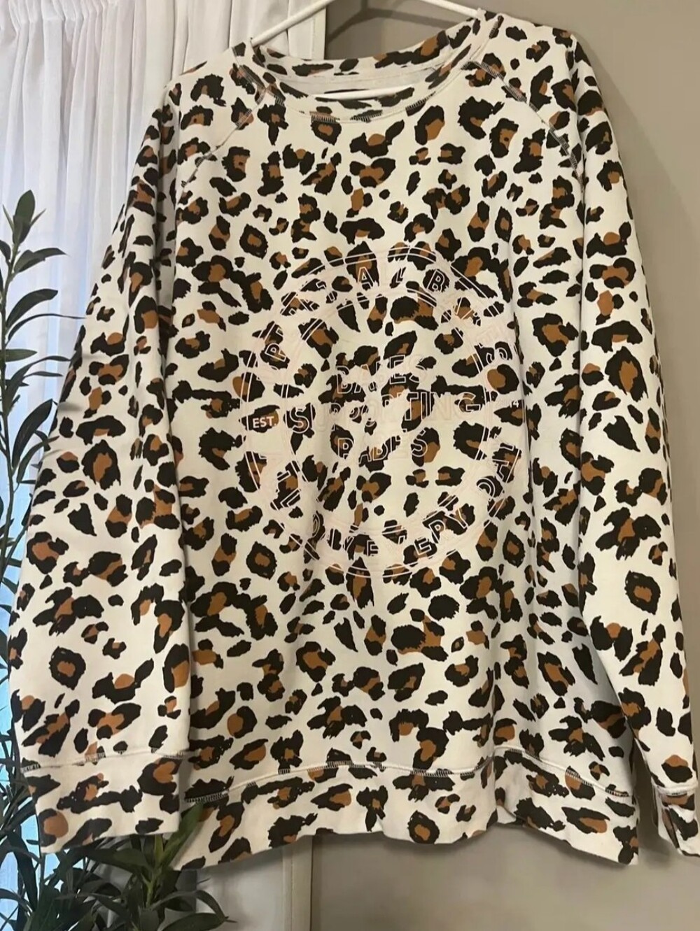 Brunette The Label Leopard Print Sweatshirt in White, Brown and Black